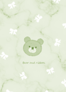 Bear and fashionable ribbon pistachio04