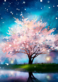 Beautiful night cherry blossoms#1197