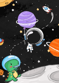 The Little Astronaut in Purple Planet