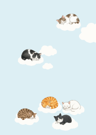 Cat sleeping on a cloud._blue1
