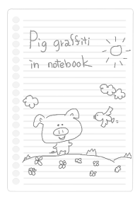 Pig graffiti in notebook