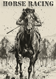 Horse Racing ink painting Theme Black