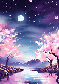Beautiful night cherry blossoms#97