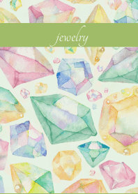 Pastel Gems on moss green