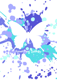 スプラッシュ・ペイント・蝶（青×白）