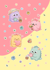 Cute monster Yellow&Pink.w