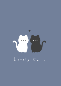 Lovely Cats /white & blue gray.
