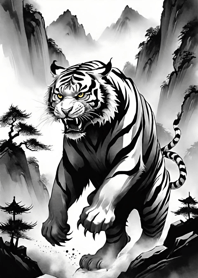 White Tiger Ink Painting wcsUH