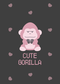 ゆるかわゴリラ柄[黒とピンク]