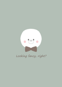 Bichon Frise and ribbon -green-