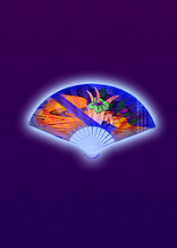 Japanese folding fan purple Orange