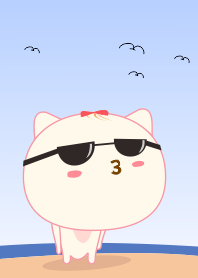かわいいニャー:ビーチで夏休み