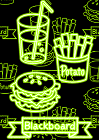 Blackboard -Yellow green neon food-