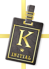 Initial K/Black Leather