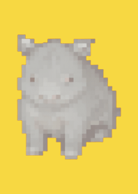 Rhinoceros Pixel Art Theme  Yellow 02