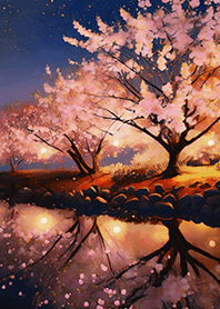 Beautiful night cherry blossoms#804