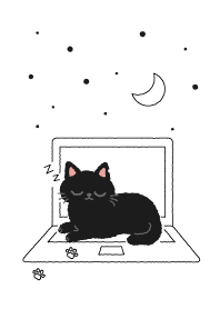 black cat is cute (White background)