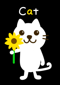 White cat and flower from J