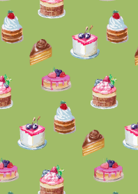 lots of cake on moss green JP