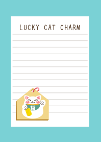 LUCKY CAT CHARM NOTEBOOKj-MINT GREEN