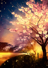 Beautiful night cherry blossoms#1020