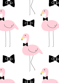 Flamingo and black ribbon