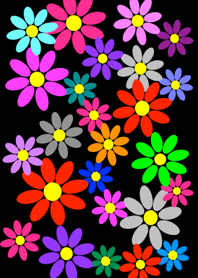 Colorful Flower [ Black ] Version 2