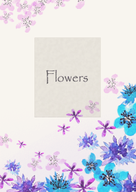 ブルー・フラワー・ワールド#水彩タッチ