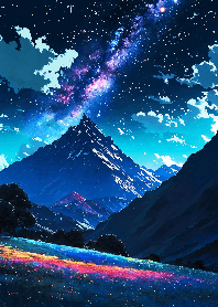 Milky way galaxy and mountains