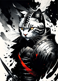 Ink wash cat samurai 5780d9