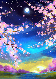 Beautiful night cherry blossoms#2217