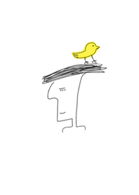 A bird perched on one's head