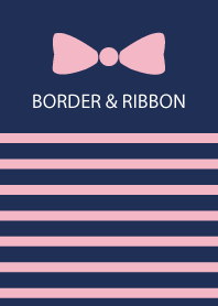 BORDER & RIBBON -NAVY+PINK-
