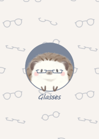 Hedgehog and Glasses -blue gray-