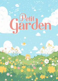 สวนดอกไม้น่ารักและท้องฟ้า