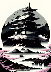 浮世絵 山海桜、月 76813C