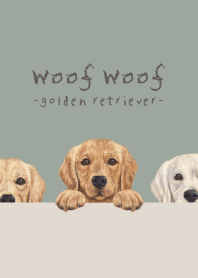 Woof Woof- Golden retriever -GREEN GRAY