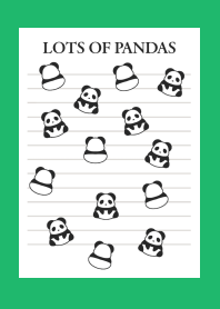 LOTS OF PANDAS NOTEBOOK-GREEN-WHITE
