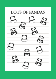 LOTS OF PANDAS NOTEBOOK/GREEN/WHITE