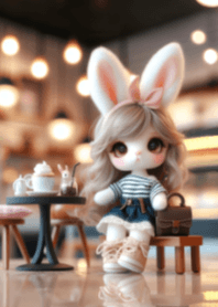 Cute Bunny in Coffee Cafe V.1