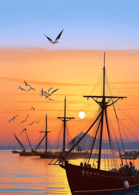 Dock morning mist sunset 31e90e
