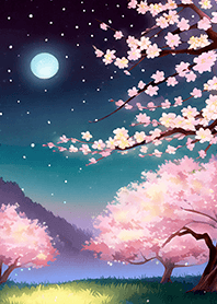 Beautiful night cherry blossoms#1674