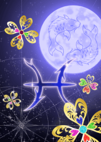 Pisces Clover and moon blue JPN