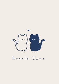 Lovely Cats (line)-beige navy