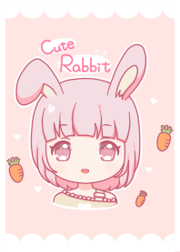 귀여운 핑크 토끼 소녀