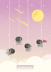 可愛寶貝太空人-星光閃閃(漸層粉紅色星空3)