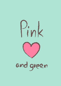 Pink heart and Green