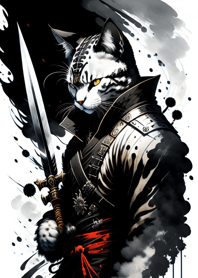 Ink wash cat samurai 2DEA5C