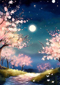 Beautiful night cherry blossoms#828