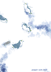 『涼しい水彩』ペンギン着せかえ『ブルー』